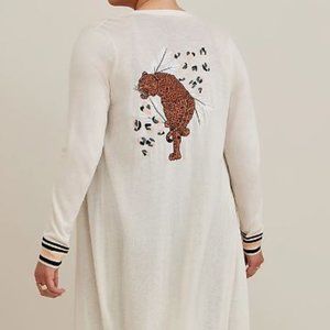 TORRID BUTTON FRONT DUSTER CARDIGAN - EMBROIDERED IVORY TORRID 6 OR 30W